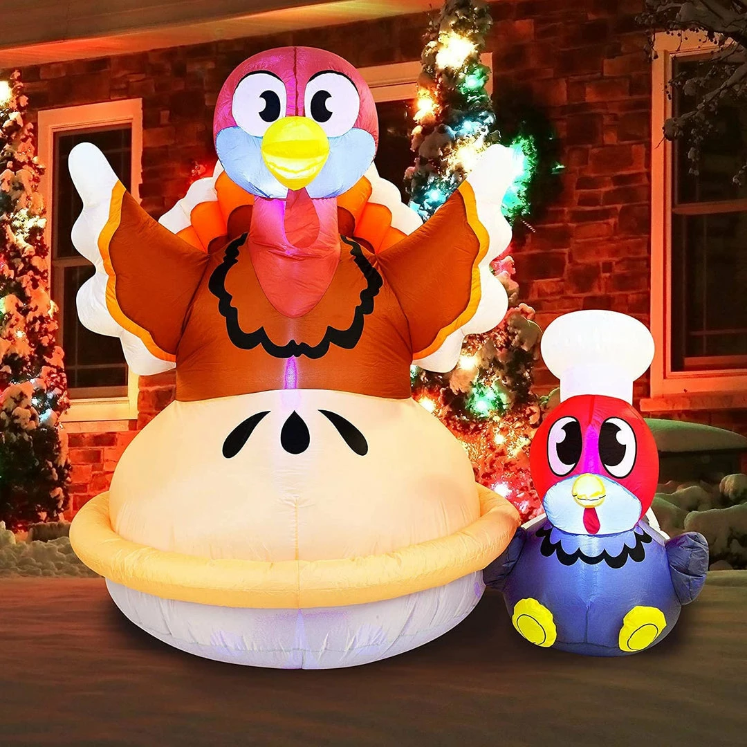 Joiedomi Inflatables Large Turkey On A Pumpkin Pie Inflatable (6 Ft) 1 Joiedomi Inflatables Large Turkey On A Pumpkin Pie Inflatable (6 Ft)