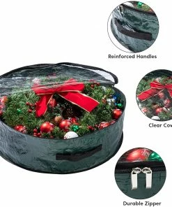 Joiedomi Organizer & Storage 62 Pack Christmas Wreath Green Storage Bag With Clear Window