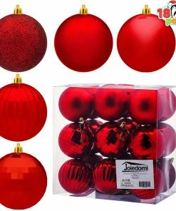 Joiedomi store 32 Joiedomi 18Pcs Christmas Ball Ornaments Red