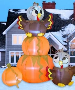Joiedomi All Holiday Decor 6ft Inflatable Stacking Pumpkin Turkey