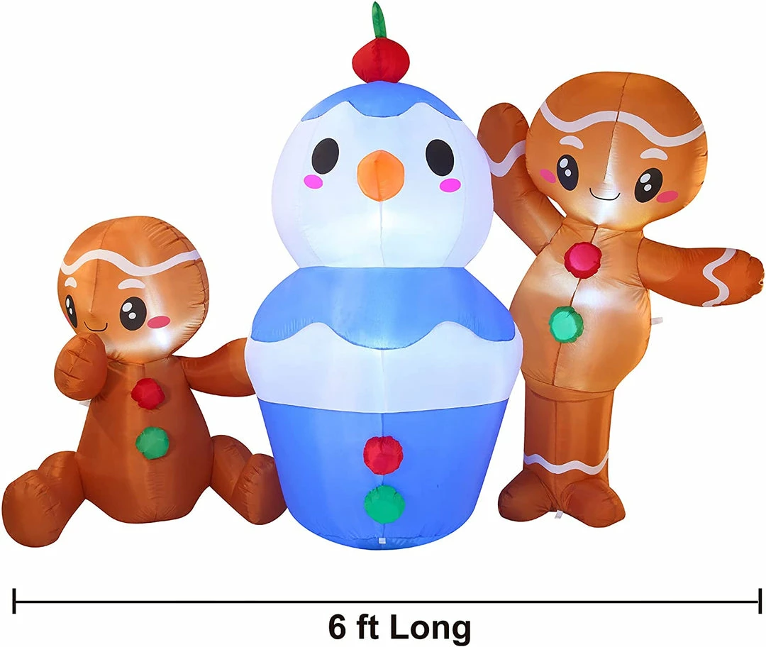 Joiedomi 6ft Two Gingerman With Ice Cream Inflatable Inflatables 2 Joiedomi 6ft Two Gingerman With Ice Cream Inflatable Inflatables