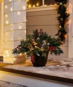 Joiedomi Frosted Urn Filler With Cones & Red Berries 10 Joiedomi Frosted Urn Filler With Cones & Red Berries