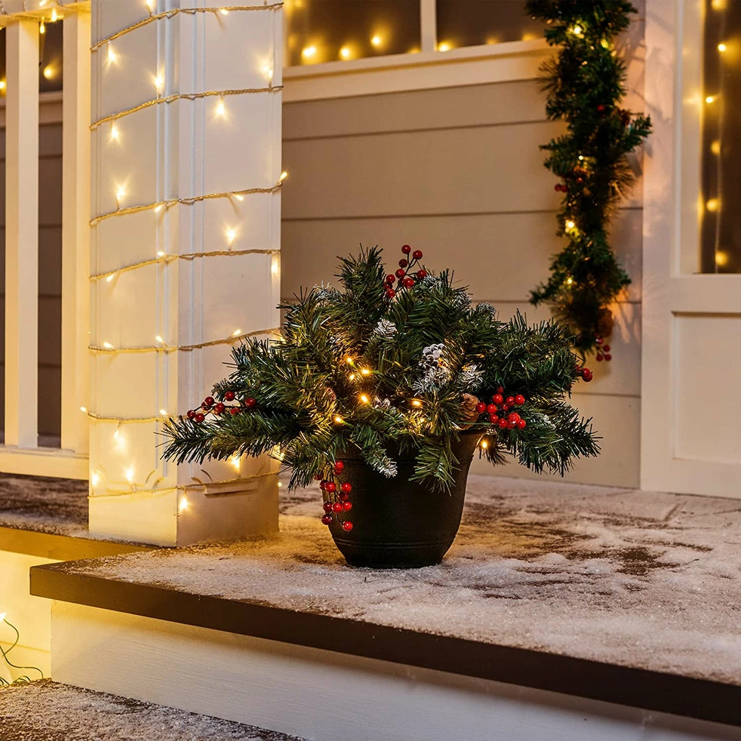 Joiedomi Frosted Urn Filler With Cones & Red Berries 5 Joiedomi Frosted Urn Filler With Cones & Red Berries