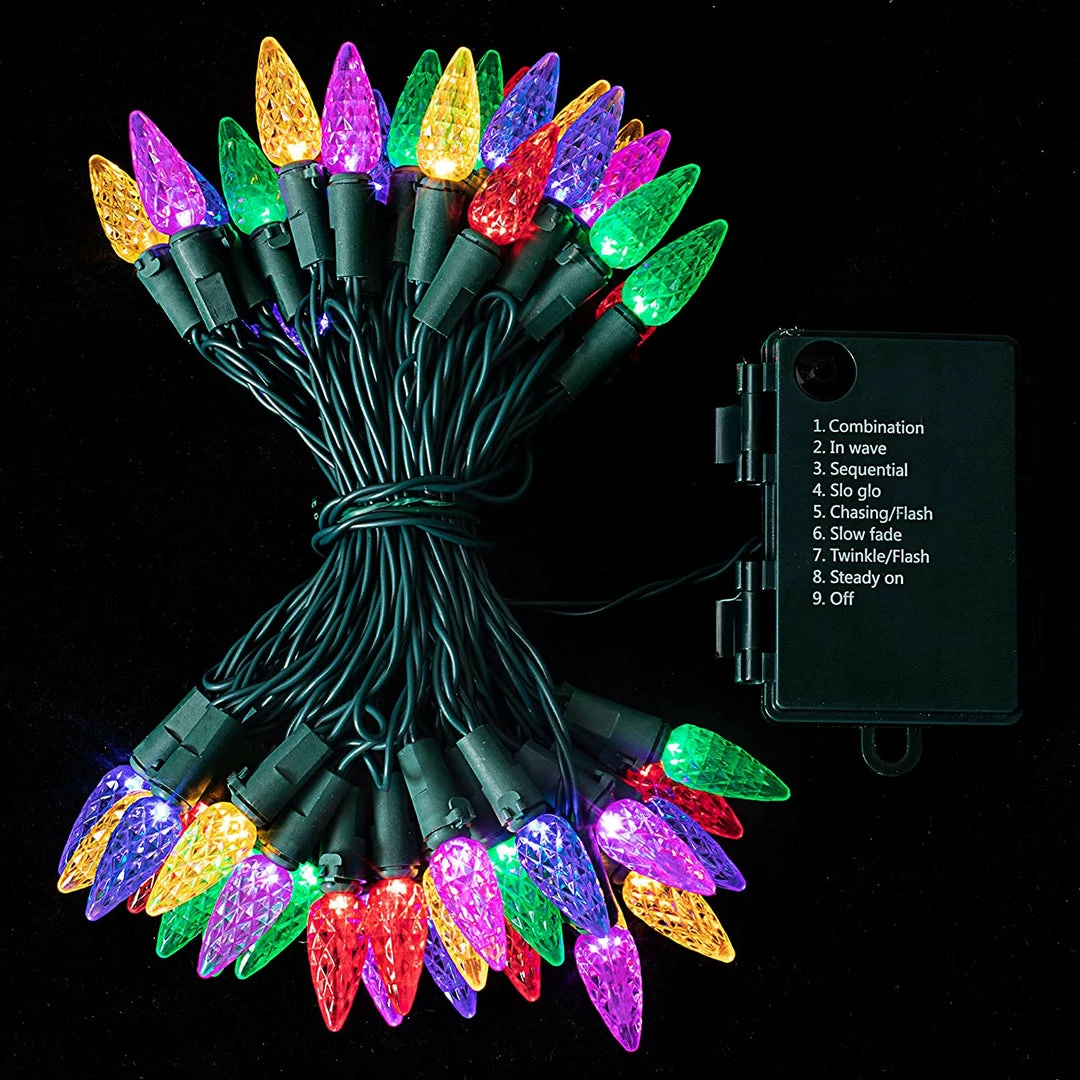 Joiedomi 50 Multicolor LED C6 Green Wire String Lights 2 Joiedomi 50 Multicolor LED C6 Green Wire String Lights