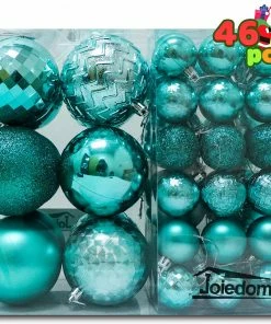 Joiedomi 46ct Assorted Size Teal Christmas Ball Ornaments