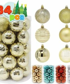 Joiedomi 34 Pcs Christmas Ball Ornaments (Gold)