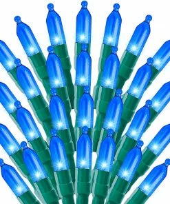Joiedomi 42.9 Ft 100-Count Blue LED 8 Modes Green Wire Light Set All Holiday Decor