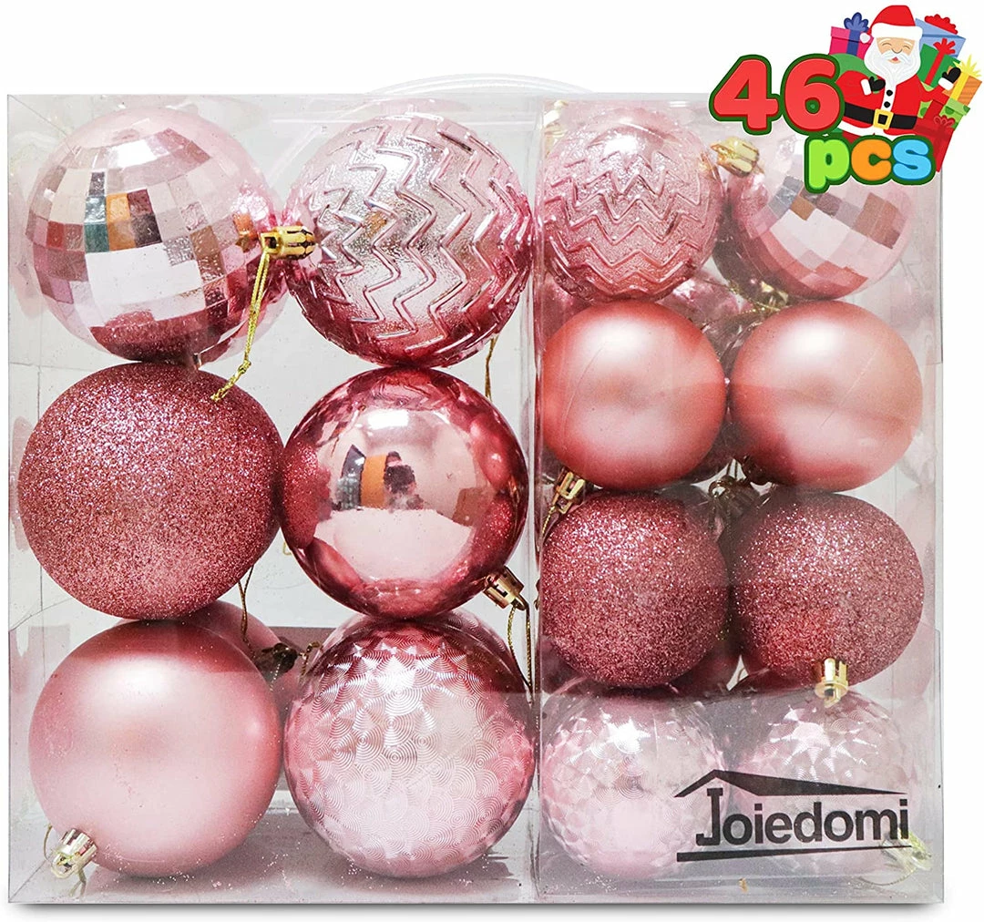 Joiedomi All Holiday Decor 46ct Assorted Size Rose Gold Christmas Ball Ornaments 1 Joiedomi All Holiday Decor 46ct Assorted Size Rose Gold Christmas Ball Ornaments