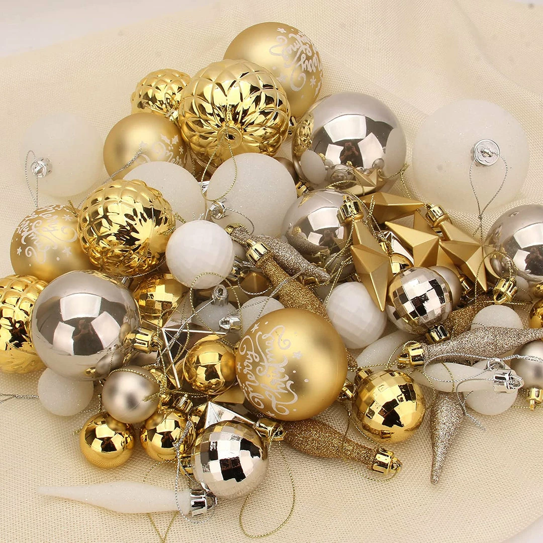 Joiedomi All Holiday Decor 67 Pcs Christmas Ornaments Assorted Style Gold & White 5 Joiedomi All Holiday Decor 67 Pcs Christmas Ornaments Assorted Style Gold & White