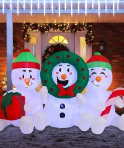 Joiedomi 6 FT Long Inflatable Three Sitting Snowmans