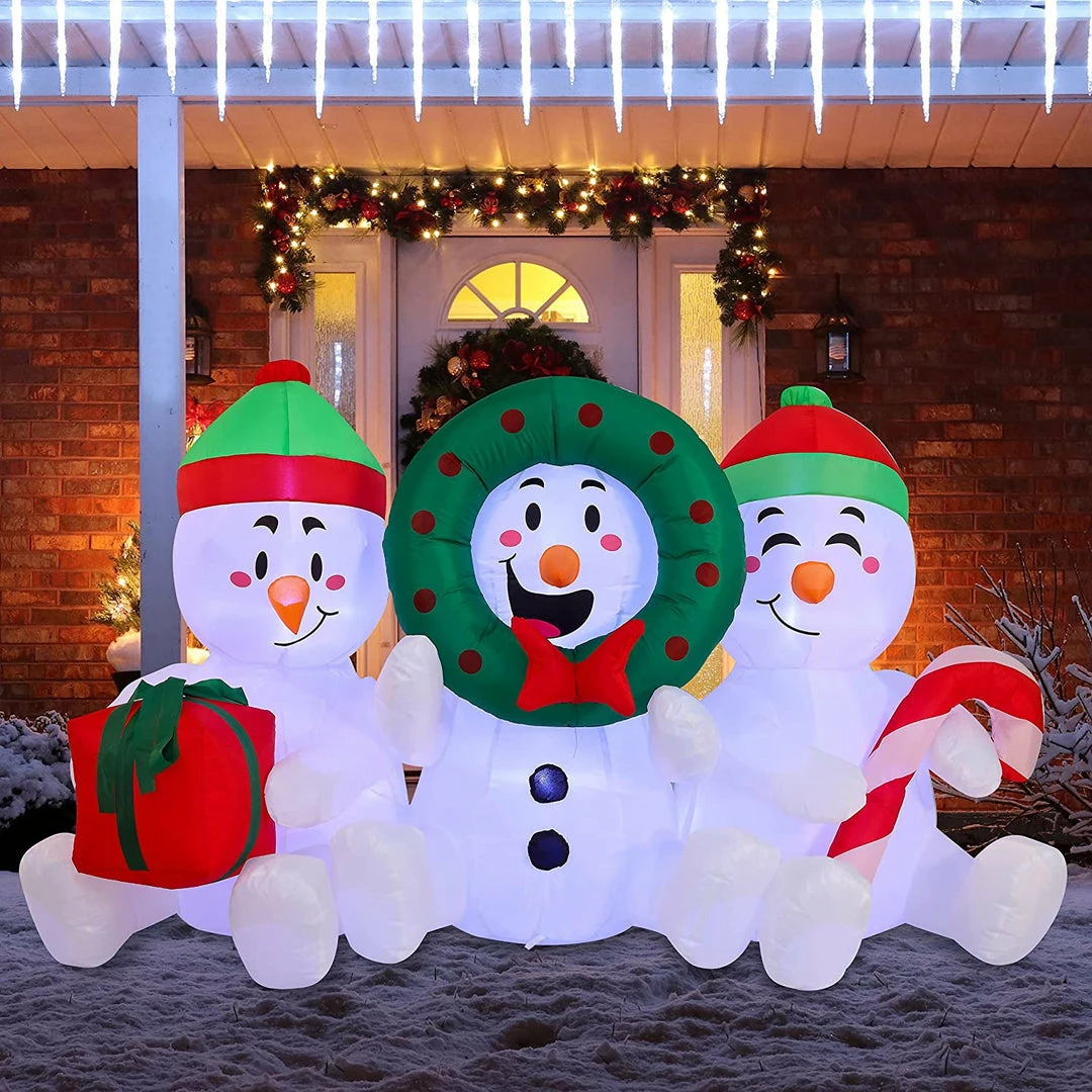Joiedomi 6 FT Long Inflatable Three Sitting Snowmans 1 Joiedomi 6 FT Long Inflatable Three Sitting Snowmans