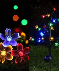 Joiedomi 2 Packs Cherry Blossom Multi-Color Stake Lights Pathway Lights