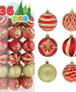 Joiedomi 36 Pieces Red And Gold Christmas Ornaments All Holiday Decor