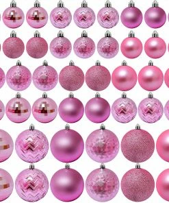 Joiedomi 46ct Assorted Size Light Pink Christmas Ball Ornaments All Holiday Decor