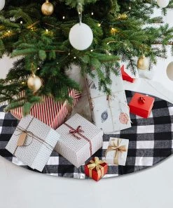 Joiedomi 36'' Christmas Tree Skirt Thick Plaid White Baffalo All Holiday Decor