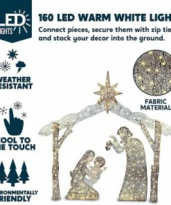 Joiedomi 5ft Fabric Nativity Scene 160 LED Warm White 8 Joiedomi 5ft Fabric Nativity Scene 160 LED Warm White