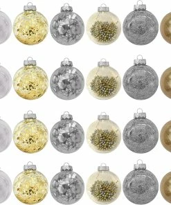 Joiedomi 24Pcs Gold Plastic Clear Ball Ornaments With Filling All Holiday Decor