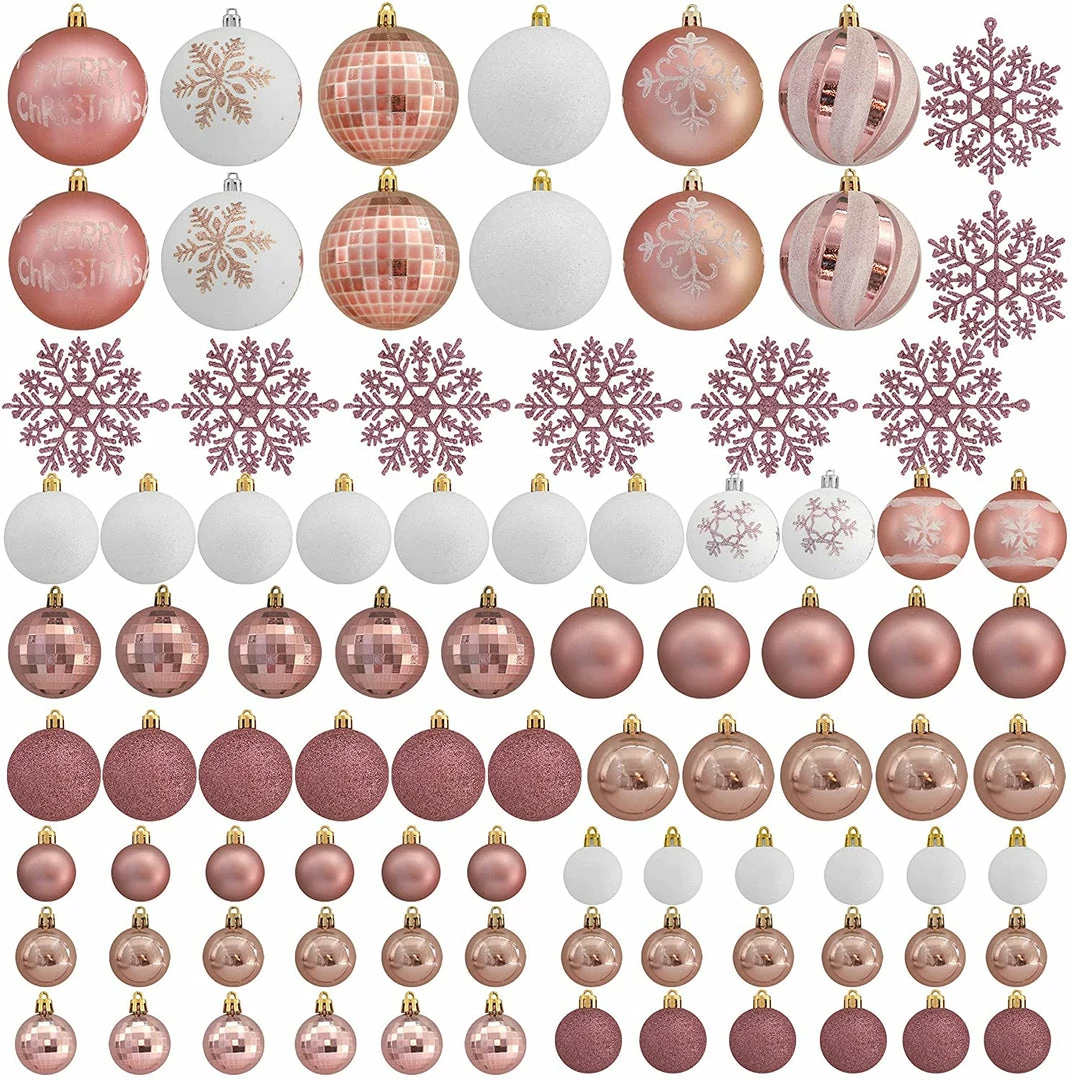 Joiedomi 88 Pcs Rose Gold & White Christmas Ornaments 2 Joiedomi 88 Pcs Rose Gold & White Christmas Ornaments
