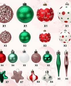 Joiedomi All Holiday Decor 82Pcs Red & Green Christmas Ornaments Assorted Style 9 Joiedomi All Holiday Decor 82Pcs Red & Green Christmas Ornaments Assorted Style