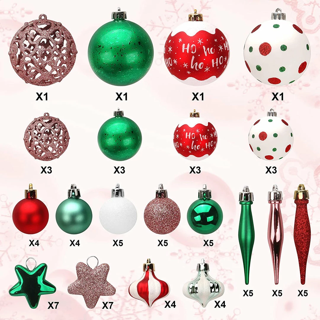 Joiedomi All Holiday Decor 82Pcs Red & Green Christmas Ornaments Assorted Style 4 Joiedomi All Holiday Decor 82Pcs Red & Green Christmas Ornaments Assorted Style