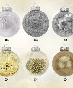 Joiedomi 24Pcs Gold Plastic Clear Ball Ornaments With Filling All Holiday Decor 8 Joiedomi 24Pcs Gold Plastic Clear Ball Ornaments With Filling All Holiday Decor