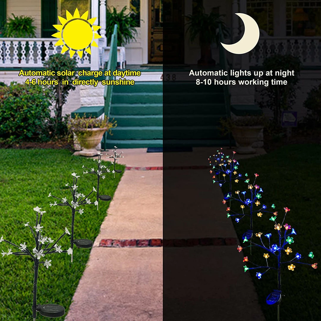 Joiedomi 2 Packs Cherry Blossom Multi-Color Stake Lights Pathway Lights 3 Joiedomi 2 Packs Cherry Blossom Multi-Color Stake Lights Pathway Lights