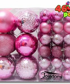 Joiedomi 46ct Assorted Size Light Pink Christmas Ball Ornaments All Holiday Decor