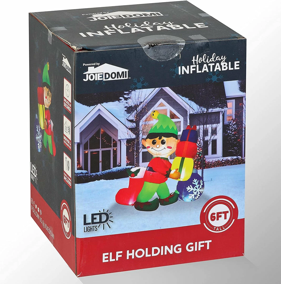 Joiedomi 6 Ft Tall Inflatable Elf Holding Gifts All Holiday Decor 2 Joiedomi 6 Ft Tall Inflatable Elf Holding Gifts All Holiday Decor
