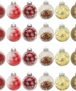 Joiedomi 24Pcs Red Plastic Clear Ball Ornaments With Filling All Holiday Decor