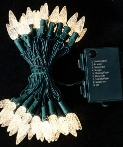 Joiedomi 50 Warm White LED C6 Green Wire String Lights All Holiday Decor