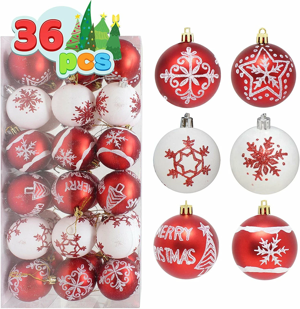 Joiedomi 36 Pcs Christmas Ball Ornaments, Red And White All Holiday Decor 1 Joiedomi 36 Pcs Christmas Ball Ornaments, Red And White All Holiday Decor