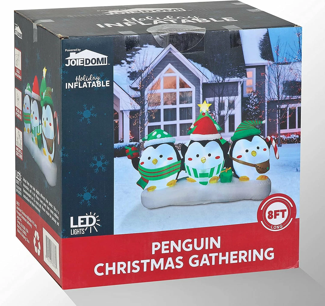 Joiedomi 6FT Long Inflatable Three Chubby Penguin In Front Of Christmas Tree 2 Joiedomi 6FT Long Inflatable Three Chubby Penguin In Front Of Christmas Tree