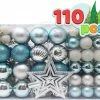 Joiedomi All Holiday Decor 110 Pcs Blue, White, And Silver Christmas Ornaments