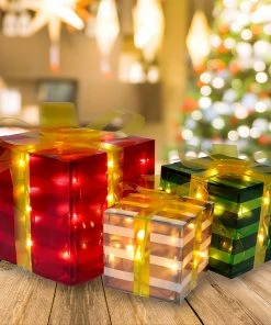 Joiedomi All Holiday Decor Christmas Lighted Boxes