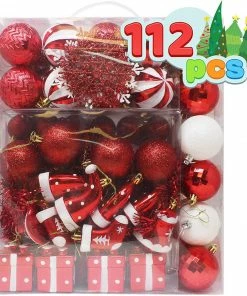 Joiedomi 112 Pcs Red And White Christmas Ornaments