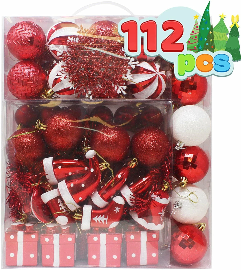 Joiedomi 112 Pcs Red And White Christmas Ornaments 1 Joiedomi 112 Pcs Red And White Christmas Ornaments