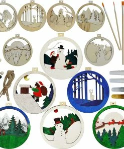 Joiedomi 6 Pcs DIY Wooden Christmas Ornaments