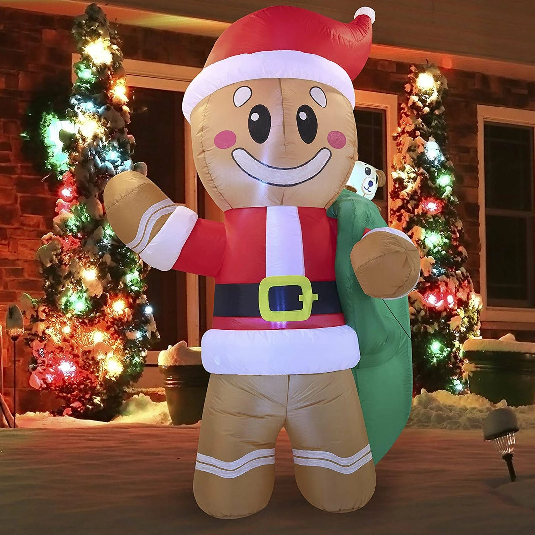 Joiedomi Inflatables Large Santa Helper Gingerbread Man Inflatable (6 Ft) 1 Joiedomi Inflatables Large Santa Helper Gingerbread Man Inflatable (6 Ft)