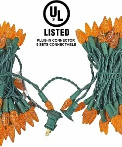 Joiedomi 50.5 Ft 150 Counts Of Orange LED Green Wire Light Set