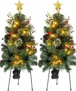 Joiedomi 24'' Christmas Prelit Pathway Tree 2 Pack All Holiday Decor