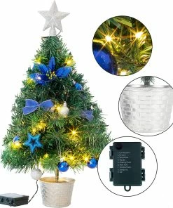 Joiedomi All Holiday Decor 24” DIY Tabletop Mini Christmas Tree Blue