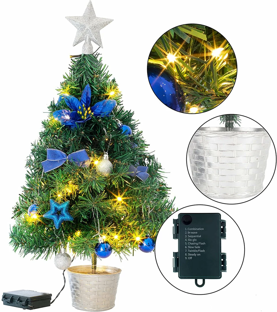 Joiedomi All Holiday Decor 24” DIY Tabletop Mini Christmas Tree Blue 2 Joiedomi All Holiday Decor 24” DIY Tabletop Mini Christmas Tree Blue