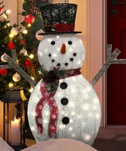 Joiedomi Outdoor Lighted Holiday Display 3ft Cotton Snowman LED Yard Light