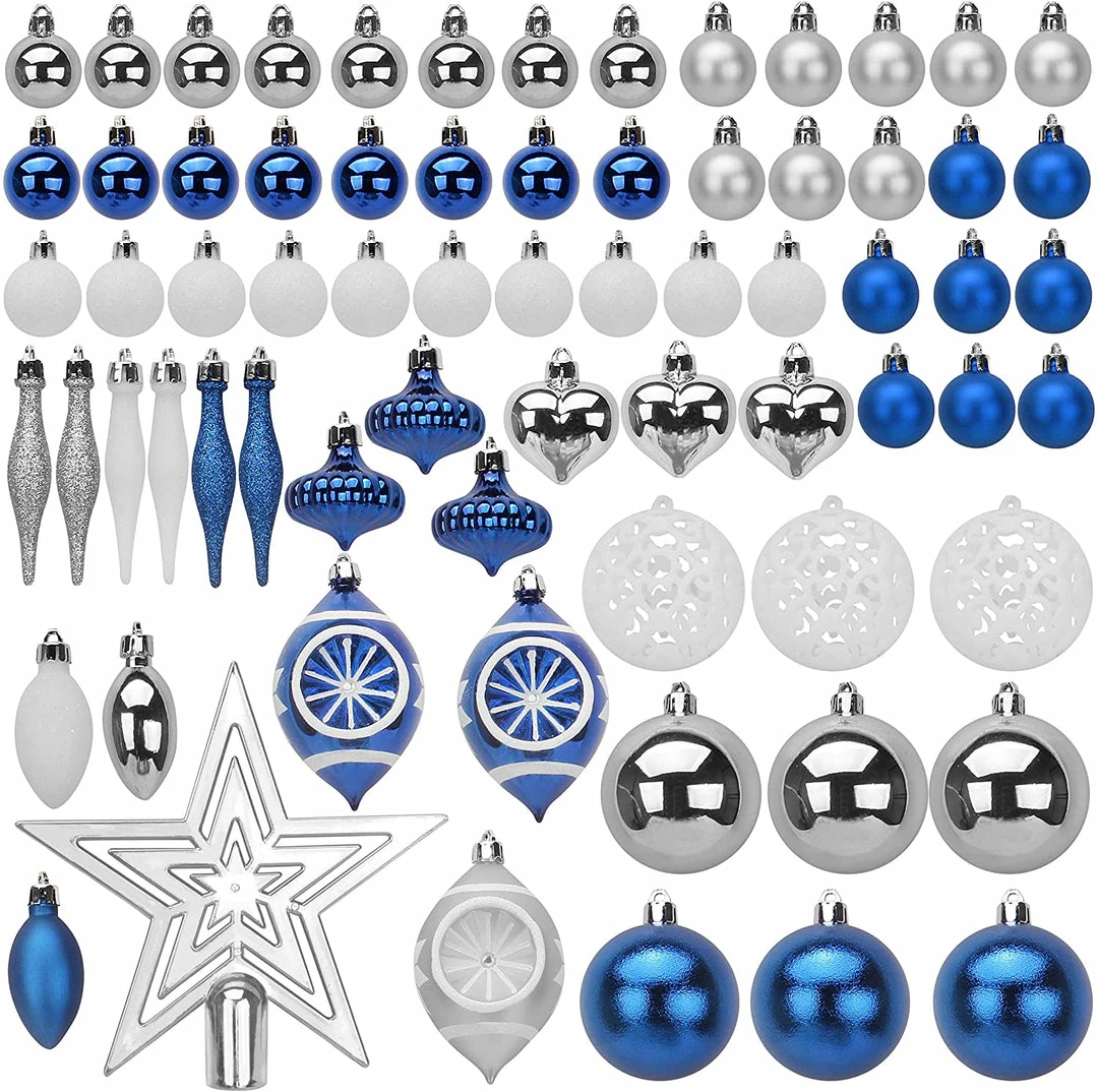 Joiedomi All Holiday Decor 70 Pcs Christmas Ornaments With Heart Blue, Silver, & White 2 Joiedomi All Holiday Decor 70 Pcs Christmas Ornaments With Heart Blue, Silver, & White