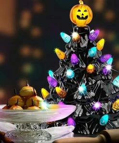 Joiedomi 9’’ Halloween Pre-Lit Ceramic Tabletop Tree