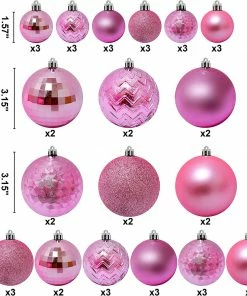 Joiedomi 46ct Assorted Size Light Pink Christmas Ball Ornaments All Holiday Decor