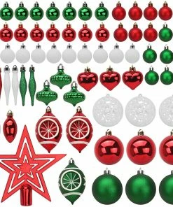 Joiedomi All Holiday Decor 70 Pcs Christmas Ornaments With Heart Red, Green, & White