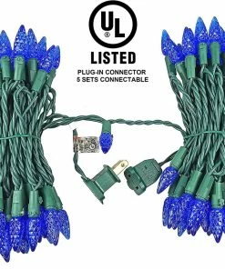 Joiedomi 50.5 Ft 150 Counts Of Blue C6 LED Green Wire Light Set All Holiday Decor
