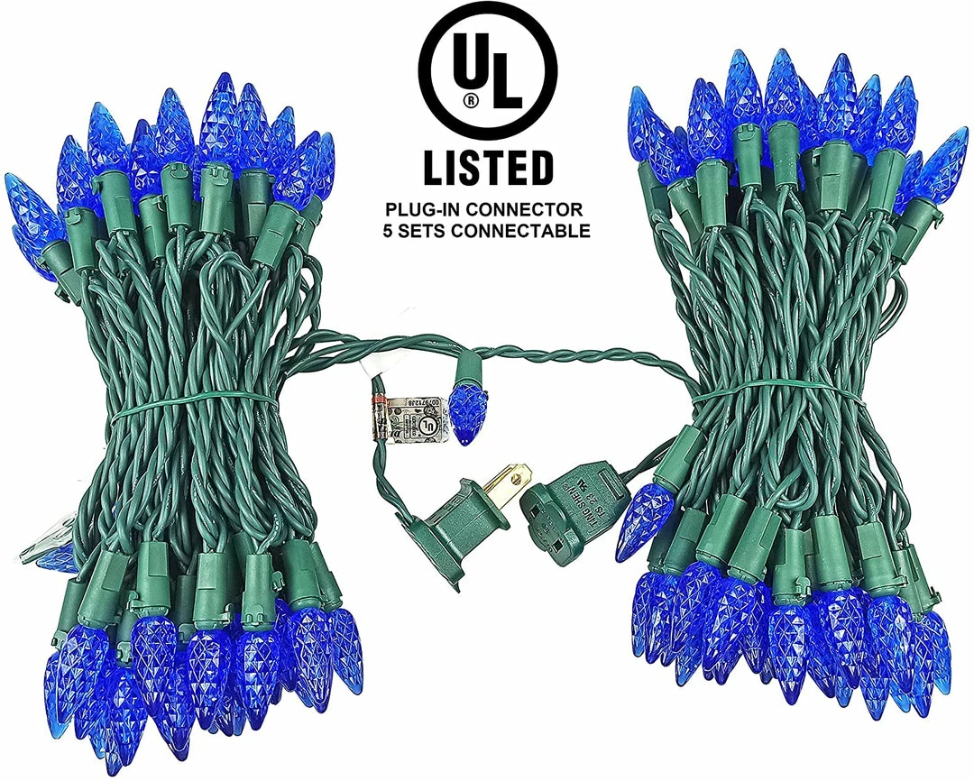 Joiedomi 50.5 Ft 150 Counts Of Blue C6 LED Green Wire Light Set All Holiday Decor 2 Joiedomi 50.5 Ft 150 Counts Of Blue C6 LED Green Wire Light Set All Holiday Decor