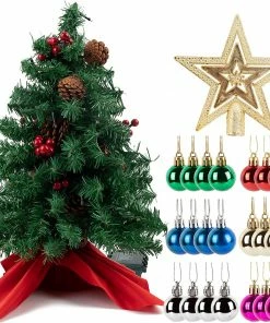 Joiedomi 2 Packs 24" Prelit Tabletop Christmas Tree 9 Joiedomi 2 Packs 24